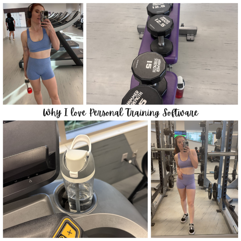 4 image collage of girl working out with post title in the middle